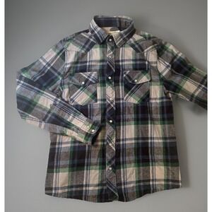 Route 66 Boys XL Plaid Flannel Shirt Pearl Snap Western Long Sleeve